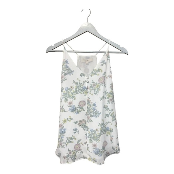 LOFT White Floral Print Tank Top – Size XS - Picture 1 of 5